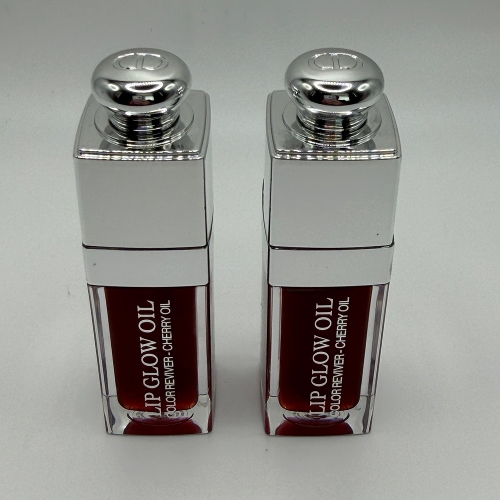 Dior Addict Lip Glow Oil 015 Cherry Color Reviver Nourishing Lip Gloss x 2 Set